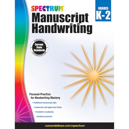 Spectrum Manuscript Handwriting Workbook, Grade K-2, Paperback 704691